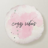 Gemütliches Vibes Pillow - Weich Pastel Wasserfarb Rundes Kissen (Rückseite)