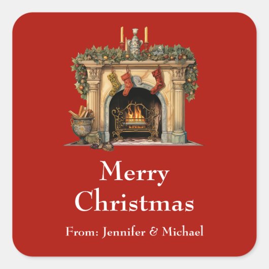 Gemütliches Viktorianisches Weihnachtsgeschenk am  Quadratischer Aufkleber (Vorderseite)