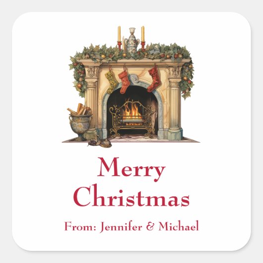 Gemütliches Viktorianisches Weihnachtsgeschenk am  Quadratischer Aufkleber (Vorderseite)
