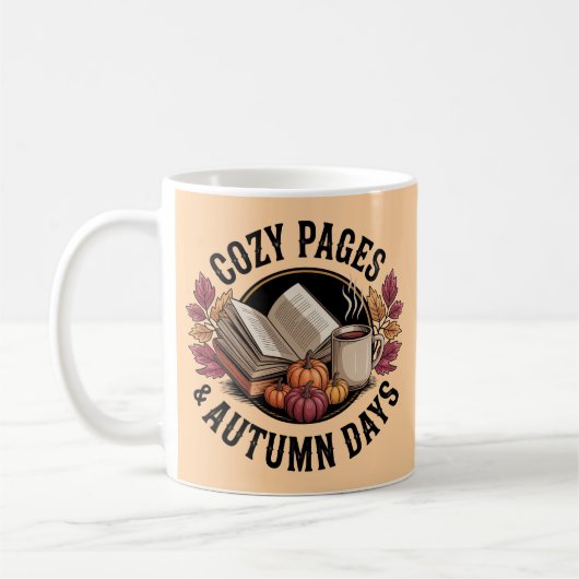 Gemütliches Vintages Herbstbuch und Teevortrag Kaffeetasse (Links)