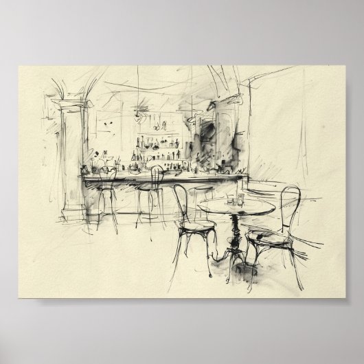 Gemütliches Vintages Restaurant Räume Poster (Vorne)