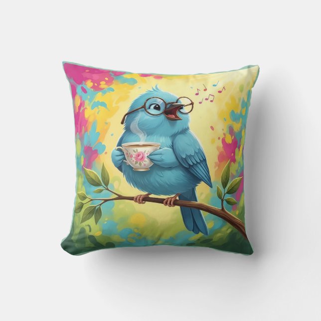 Gemütliches Vogel-Wurfkissen Kissen (Vorderseite)