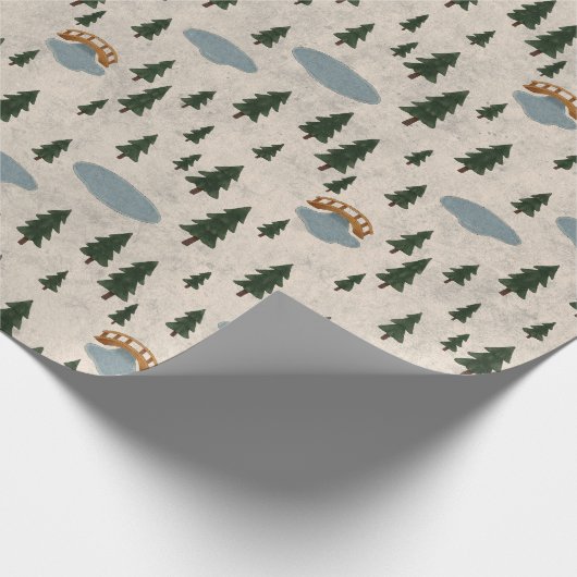 Gemütliches Wald-Dorf-Geschenkpapier Geschenkpapier (Ecke)