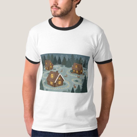 Gemütliches Waldhaus-Cluster T-Shirt (Vorderseite)