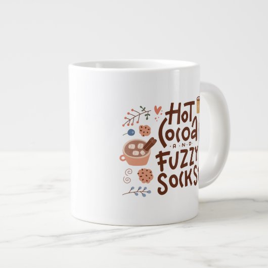 Gemütliches warmes Kokospalmen und Fuzzy Socks Des Jumbo-Tasse (Vorderseite Rechts)