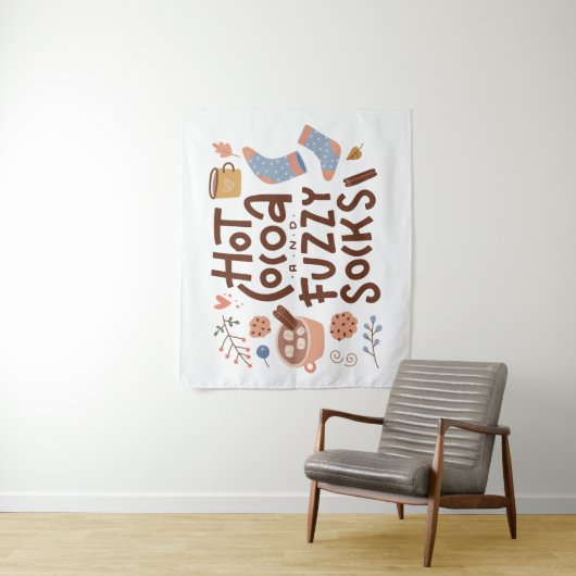 Gemütliches warmes Kokospalmen und Fuzzy Socks Des Wandteppich (Beispiel)