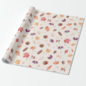 Gemütliches Wasserfarben-Herbstmuster mit Blättern Geschenkpapier (Ungerollt)