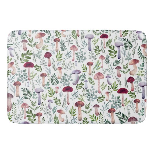 Gemütliches Watercolor-Mushroom-Muster  Badematte (Vorderseite)