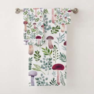 Gemütliches Watercolor-Mushroom-Muster Badhandtuch Set