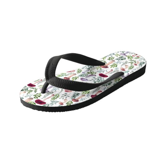 Gemütliches Watercolor-Mushroom-Muster    Kinderbadesandalen (Schrägansicht)