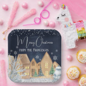 Gemütliches Watercolor Winterdorf Weihnachten Pappteller (Party)