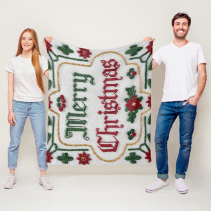 Gemütliches Weihnachten: bestickte Fleeceweiden Fleecedecke