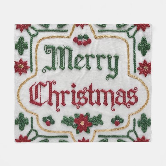 Gemütliches Weihnachten: bestickte Fleeceweiden Fleecedecke (Vorderseite (Horizontal))