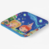 Gemütliches Weihnachten - Neues Jahr. Mädchen und  Pappteller (Gewinkelt)