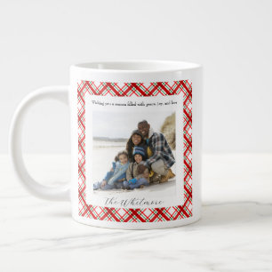 Gemütliches Weihnachten Rot Kariert Retro Monogram Jumbo-Tasse