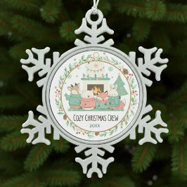 Gemütliches Weihnachten Schneeflocken Zinn-Ornament