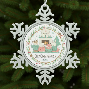 Gemütliches Weihnachten Schneeflocken Zinn-Ornament