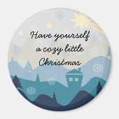 Gemütliches Weihnachten wünscht Retro Magnet (Vorne)