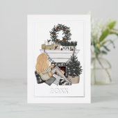 Gemütliches Weihnachts-Feuerwerk Folien Feiertagskarte (Stehend vorne)