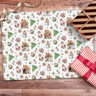 Gemütliches Weihnachts-Gingerbär-Foto-Foto Muster Seidenpapier