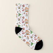 Gemütliches Weihnachts-Gingerbär-Foto-Foto Muster Socken (Links - Innen)