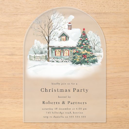 Gemütliches Weihnachts- oder Weihnachtsfest - Part Acryleinladungen (Vorderseite)