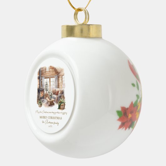 Gemütliches Weihnachts-Zuhause Familiengeschenk Keramik Kugel-Ornament (Rechts)