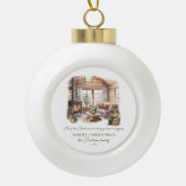 Gemütliches Weihnachts-Zuhause Familiengeschenk Keramik Kugel-Ornament (Vorderseite)