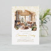 Gemütliches Weihnachts-Zuhause-Urlaubserlebnis Foi Folieneinladung (Stehend vorne)