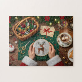 Gemütliches Weihnachtsbastel-Handwerk Rentier-Stic Puzzle