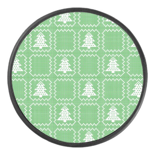 Gemütliches Weihnachtsbaum hässlich Pullover Schac Eishockey Puck (Vorderseite)