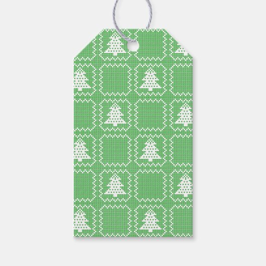 Gemütliches Weihnachtsbaum hässlich Pullover Schac Geschenkanhänger (Vorderseite)