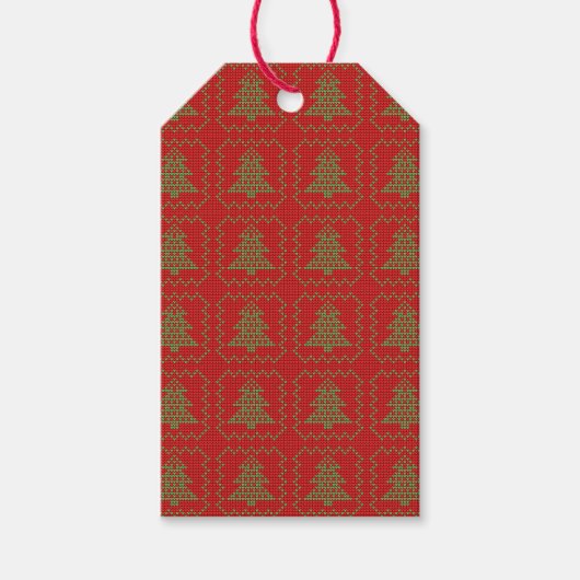 Gemütliches Weihnachtsbaum hässlich Pullover Schac Geschenkanhänger (Vorderseite)