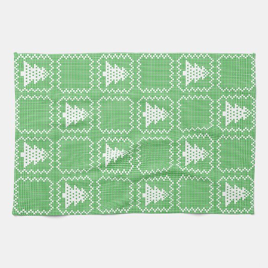 Gemütliches Weihnachtsbaum hässlich Pullover Schac Geschirrtuch (Horizontal)