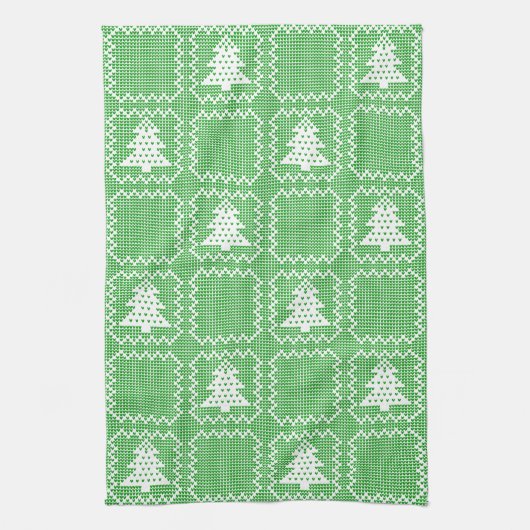 Gemütliches Weihnachtsbaum hässlich Pullover Schac Geschirrtuch (Vertikal)