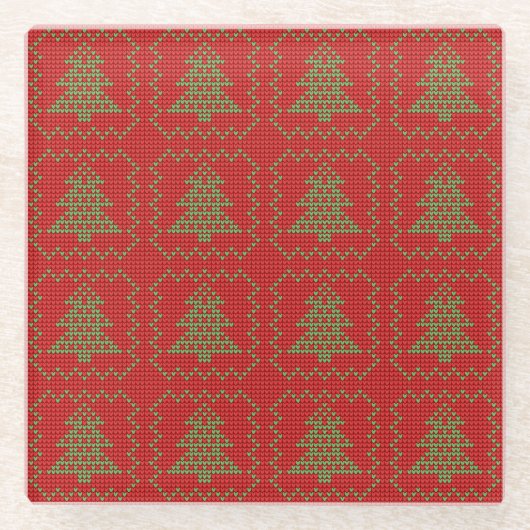Gemütliches Weihnachtsbaum hässlich Pullover Schac Glasuntersetzer (Vorderseite)