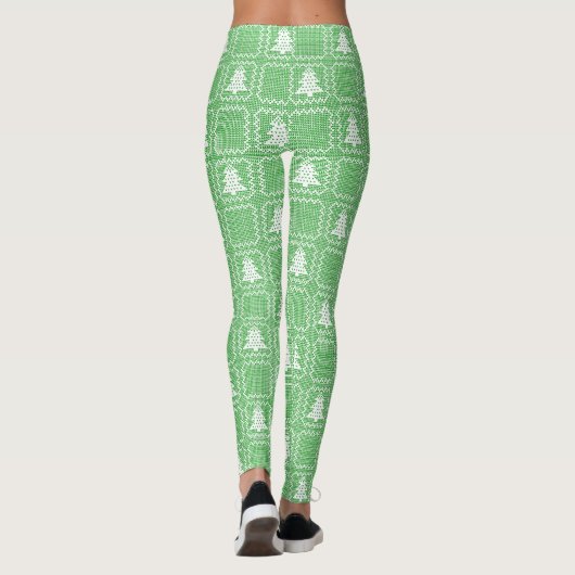 Gemütliches Weihnachtsbaum hässlich Pullover Schac Leggings (Rückseite)