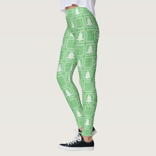 Gemütliches Weihnachtsbaum hässlich Pullover Schac Leggings (Links)