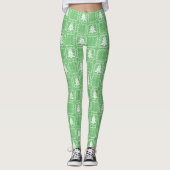 Gemütliches Weihnachtsbaum hässlich Pullover Schac Leggings (Vorderseite)