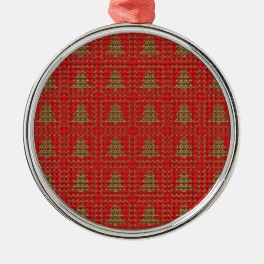 Gemütliches Weihnachtsbaum hässlich Pullover Schac Ornament Aus Metall (Vorne)