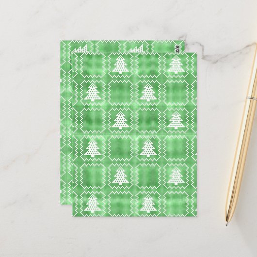 Gemütliches Weihnachtsbaum hässlich Pullover Schac Postkarte (Vorderseite/Rückseite Beispiel)