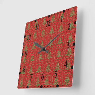 Gemütliches Weihnachtsbaum hässlich Pullover Schac Quadratische Wanduhr