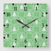 Gemütliches Weihnachtsbaum hässlich Pullover Schac Quadratische Wanduhr (Vorderseite)
