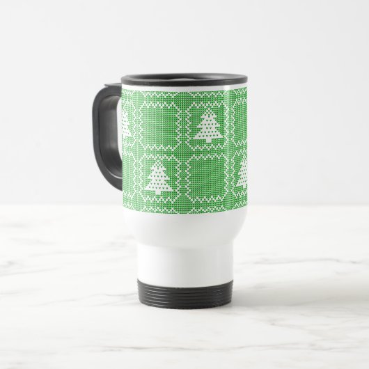 Gemütliches Weihnachtsbaum hässlich Pullover Schac Reisebecher (Vorderseite Links)