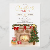 Gemütliches Weihnachtsbaumbild des Winterschornste Folieneinladung (Vorderseite)