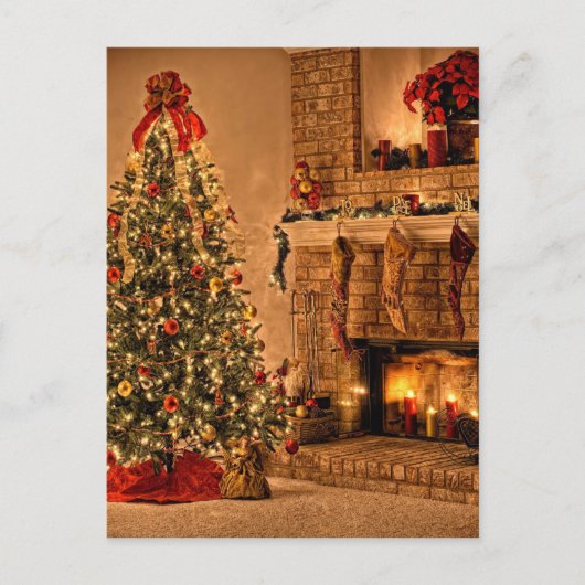 Gemütliches Weihnachtsbaumzimmer Postkarte (Vorderseite)