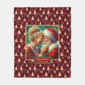 Gemütliches Weihnachtsdekor Burgundy Gold Holiday Fleecedecke (Vorderseite)