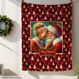 Gemütliches Weihnachtsdekor Burgundy Gold Holiday Fleecedecke
