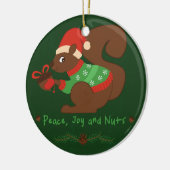 Gemütliches Weihnachtseichhörnchen Keramik Ornament (Links)