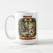 Gemütliches Weihnachtsfenster Kaffeetasse (Links)
